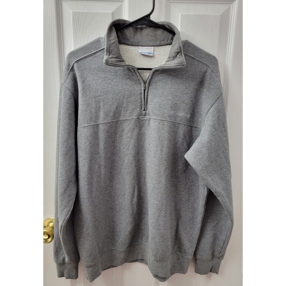 Columbia Men's Medium Pullover 1/4 Zip Sweatshirt Gray Long Sleeve EUC‎
